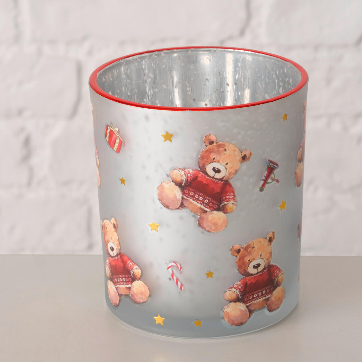 TEELICHTGLAS - Rot/Silberfarben, LIFESTYLE, Glas (9/10,5cm)