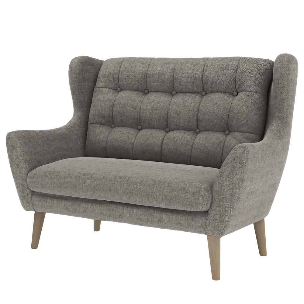 2-SITZER-SOFA in Webstoff Dunkelgrau - Eichefarben/Dunkelgrau, Konventionell, Holz/Textil (144/107/94cm) - Trendmanufaktur