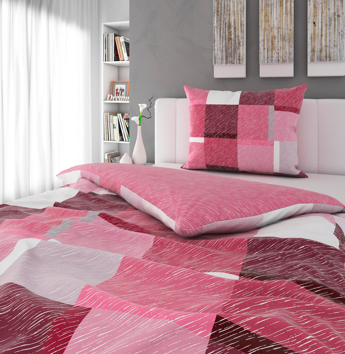 OBOUSTRANNÉ POVLEČENÍ, satén, pink, 140/200 cm - pink, Design, textil (140/200cm) - Bio:Vio