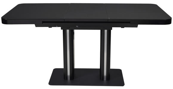 ESSTISCH in Metall, Glas, Holzwerkstoff 120-160/80/76 cm - Schwarz, Design, Glas/Holzwerkstoff (120-160/80/76cm) - Hom`in