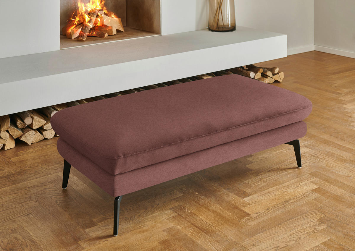 WOHNLANDSCHAFT  in Chenille, Flachgewebe Weinrot  - Weinrot/Schwarz, Design, Textil/Metall (208/344/180cm) - Dieter Knoll