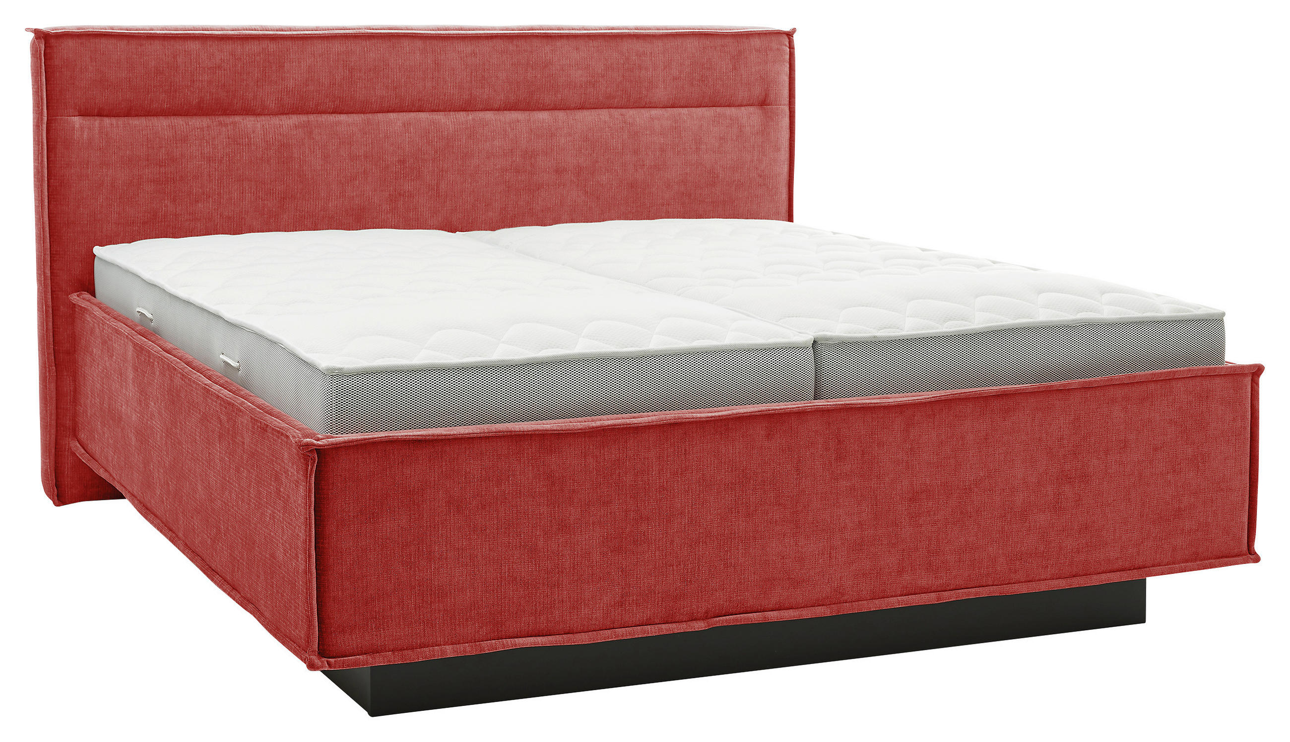 POLSTERBETT 180/200 cm,  in Rot, gepolstertes Kopfteil, Bettkasten, Lattenroste, Matratzen, H3 + H4 = fest + sehr fest  - Schieferfarben/Rot, Design, Textil (180/200cm) - Musterring