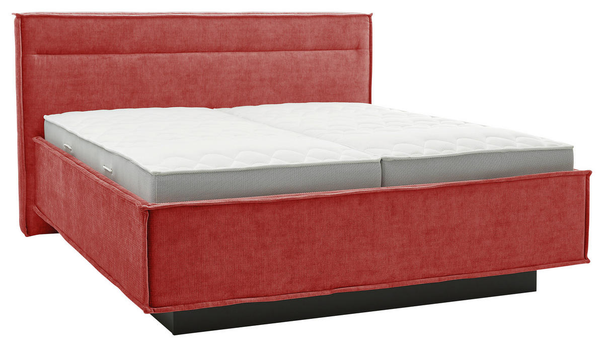 POLSTERBETT 180/200 cm,  in Rot, gepolstertes Kopfteil, Bettkasten, Lattenroste, Matratzen, H3 + H4 = fest + sehr fest  - Schieferfarben/Rot, Design, Textil (180/200cm) - Musterring