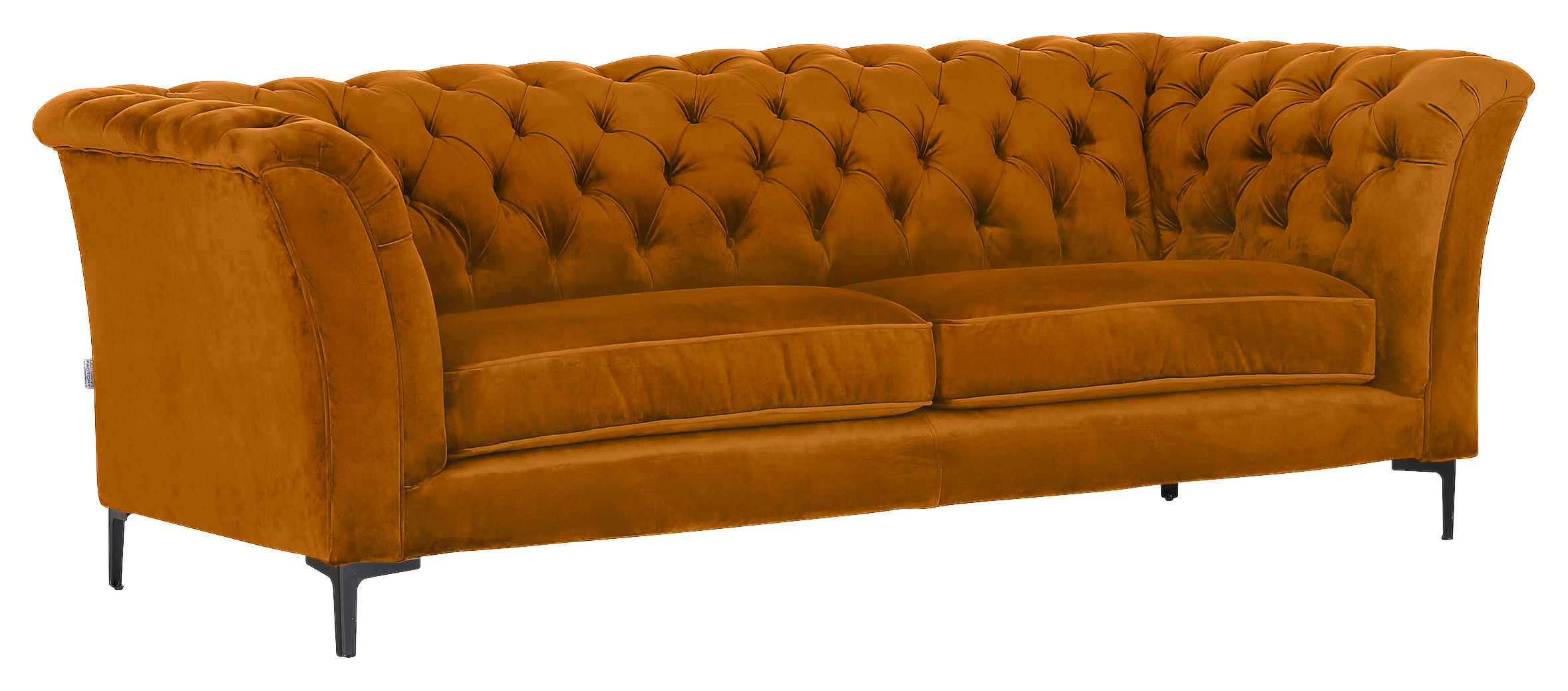 CHESTERFIELD-SOFA in Flachgewebe Gelb  - Gelb/Schwarz, LIFESTYLE, Textil/Metall (220/80/100cm) - Landscape