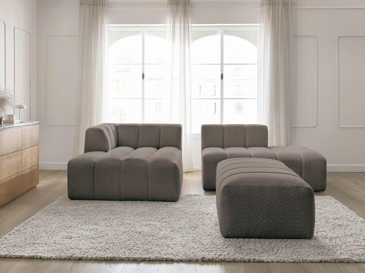 ECKSOFA  ANNECY Taupe Bouclé  - Taupe/Schwarz, MODERN, Kunststoff/Textil (170/262cm)