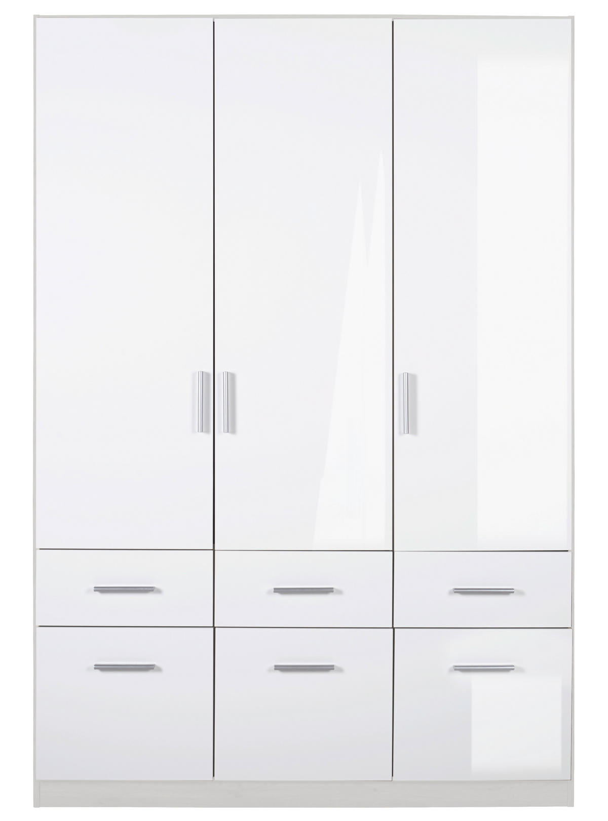 DREHTÜRENSCHRANK in Weiss, Weiss Hochglanz  - Weiss Hochglanz/Weiss, Konventionell, Holzwerkstoff/Kunststoff (136/197/54cm) - Carryhome