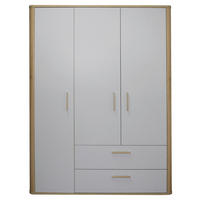 BABYKLEIDERSCHRANK Lilly  - Eiche Artisan/Grau, Basics, Holzwerkstoff/Kunststoff (138/189/51cm)