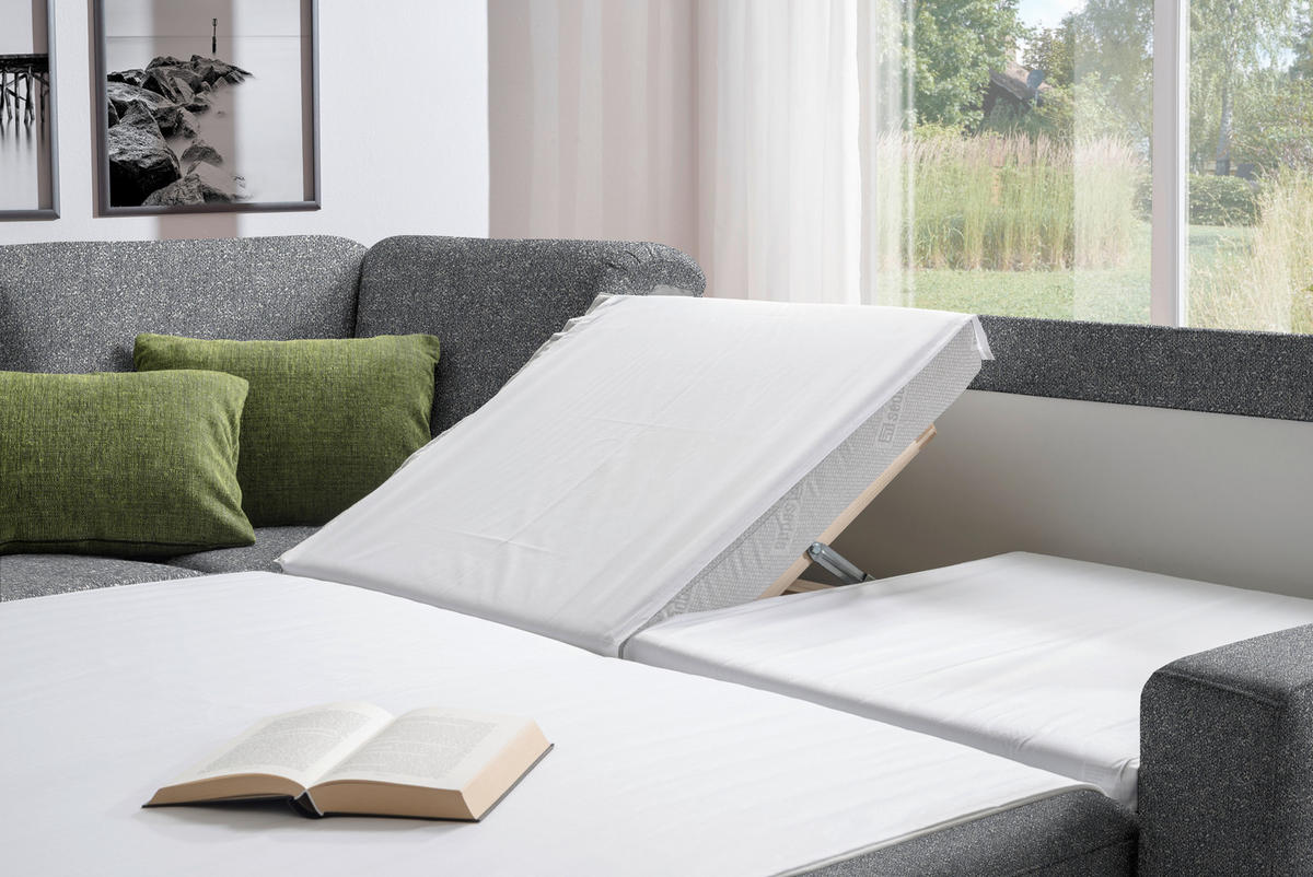 WOHNLANDSCHAFT  in Mikrovelours Grau  - Anthrazit/Alufarben, KONVENTIONELL, Textil (158/323/237cm) - Sedda