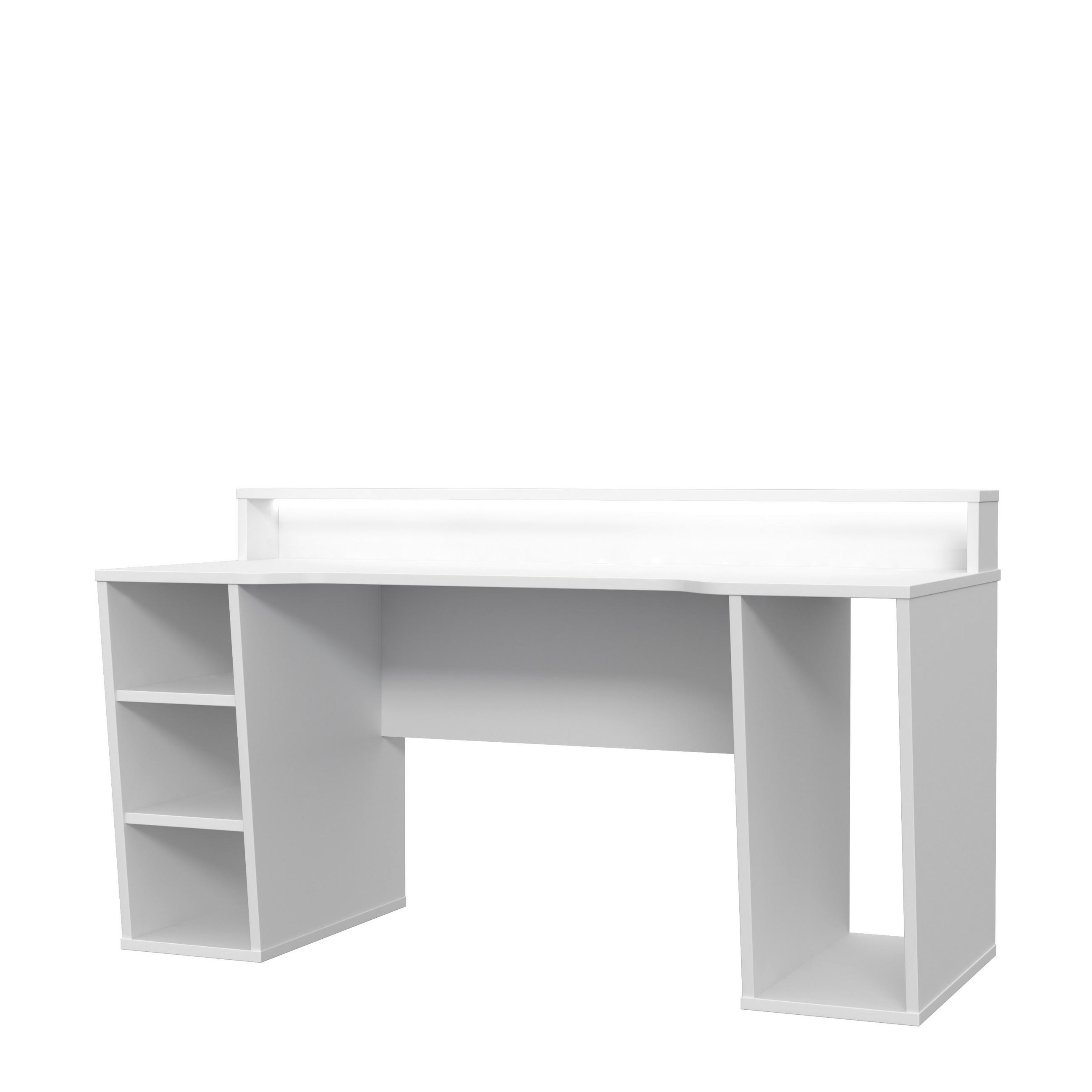 COMPUTERTISCH 160/72/91 cm Weiß Kabeldurchlass, Stauraum, Regal  - Weiß, MODERN, Holzwerkstoff/Kunststoff (160/72/91cm) - MID.YOU