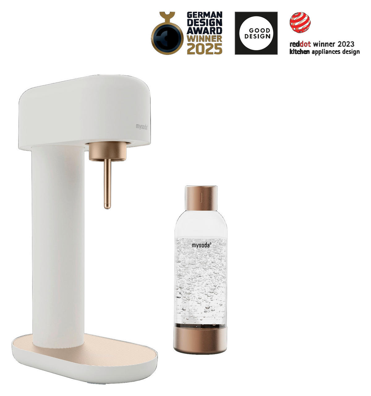 WASSERSPRUDLER RUBY2 WHITE/COPPER  - Roségold/Weiß, Basics, Metall (24/14/41cm) - mysoda