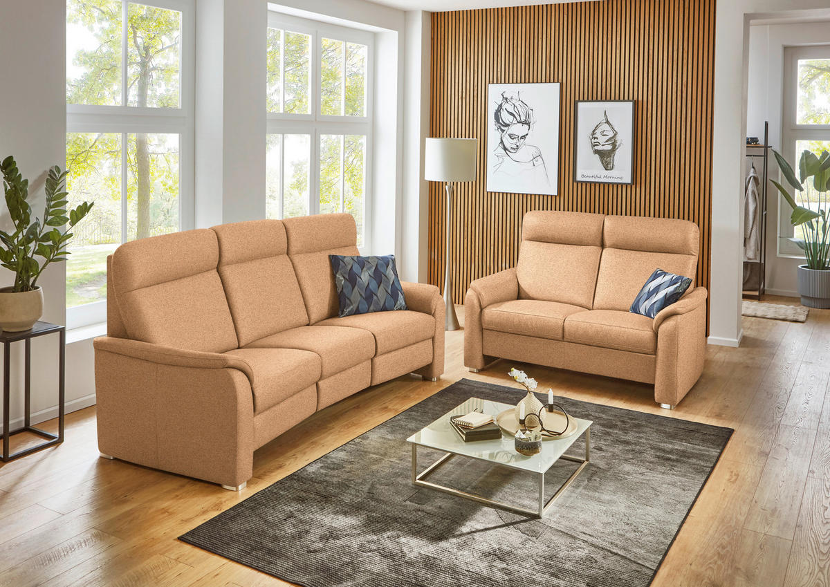 TRAPEZSOFA Flachgewebe Gelb  - Gelb/Alufarben, Konventionell, Textil/Metall (218/107/103cm) - Beldomo Comfort