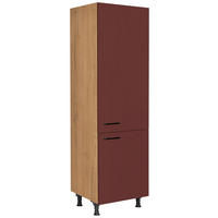 GERÄTEUMBAUSCHRANK 60/216,6/58 cm  in Rot, Eichefarben  - Eichefarben/Rot, MODERN, Holzwerkstoff/Metall (60/216,6/58cm) - Nobilia