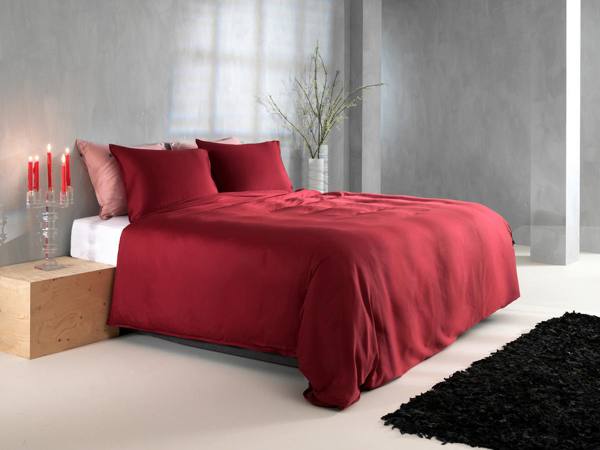 BETTWÄSCHE Satinado Makosatin 155/220 cm  - Rot, Basics, Textil (155/220cm)