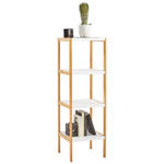 REGAL Bambus teilmassiv Braun, Weiß  - Braun/Weiß, Design, Holz/Holzwerkstoff (34/110/33cm) - Xora