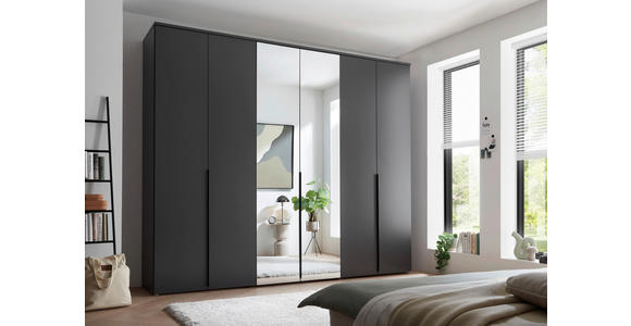 DREHTÜRENSCHRANK in Graphitfarben - Schwarz/Graphitfarben, MODERN, Glas/Holzwerkstoff (270/225/52cm) - Carryhome
