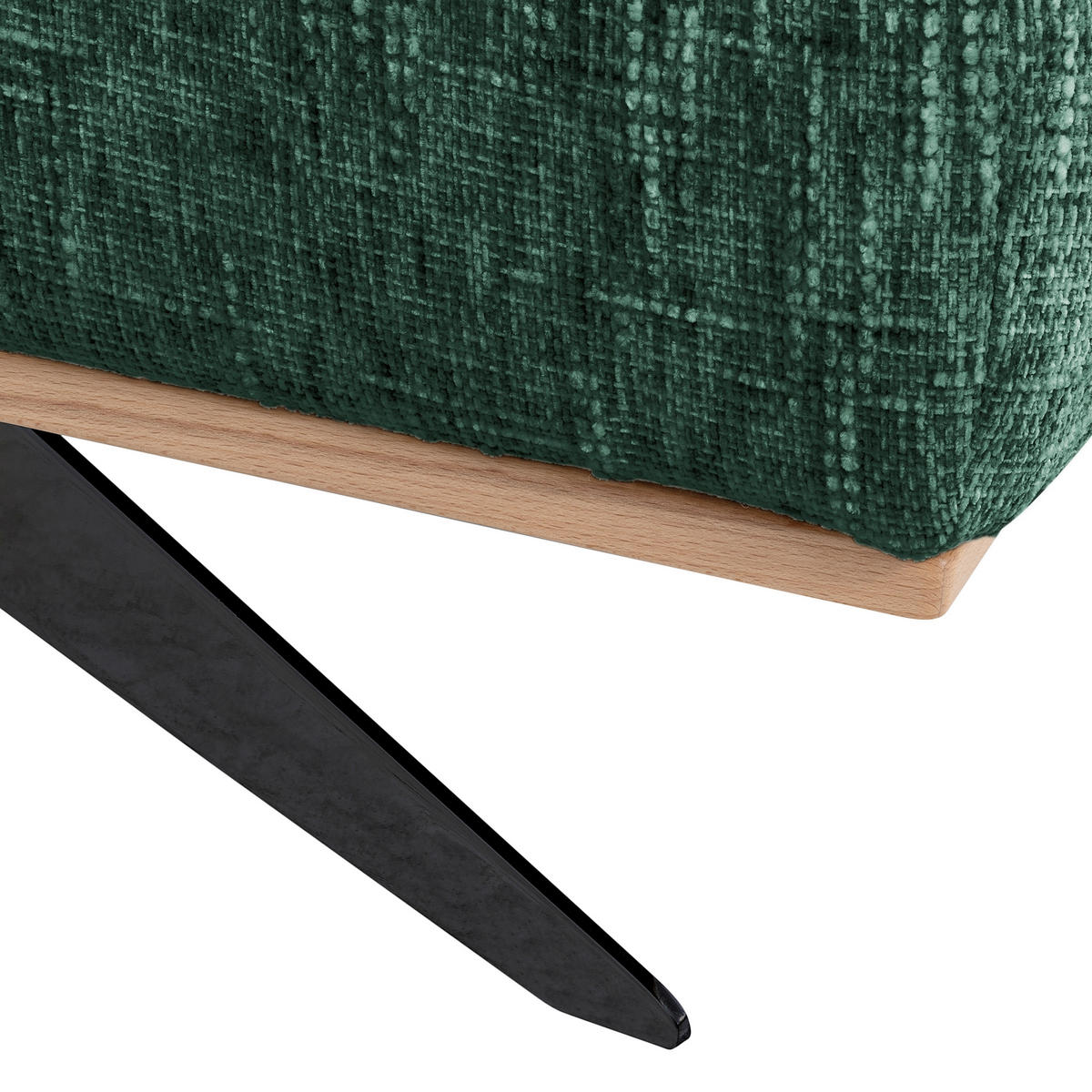 ECKSOFA PORTLAND in Struktur Grün Kopfteilverstellung  187/295 cm  - Schwarz/Grün, Design, Holz/Textil (187/295cm) - Livetastic