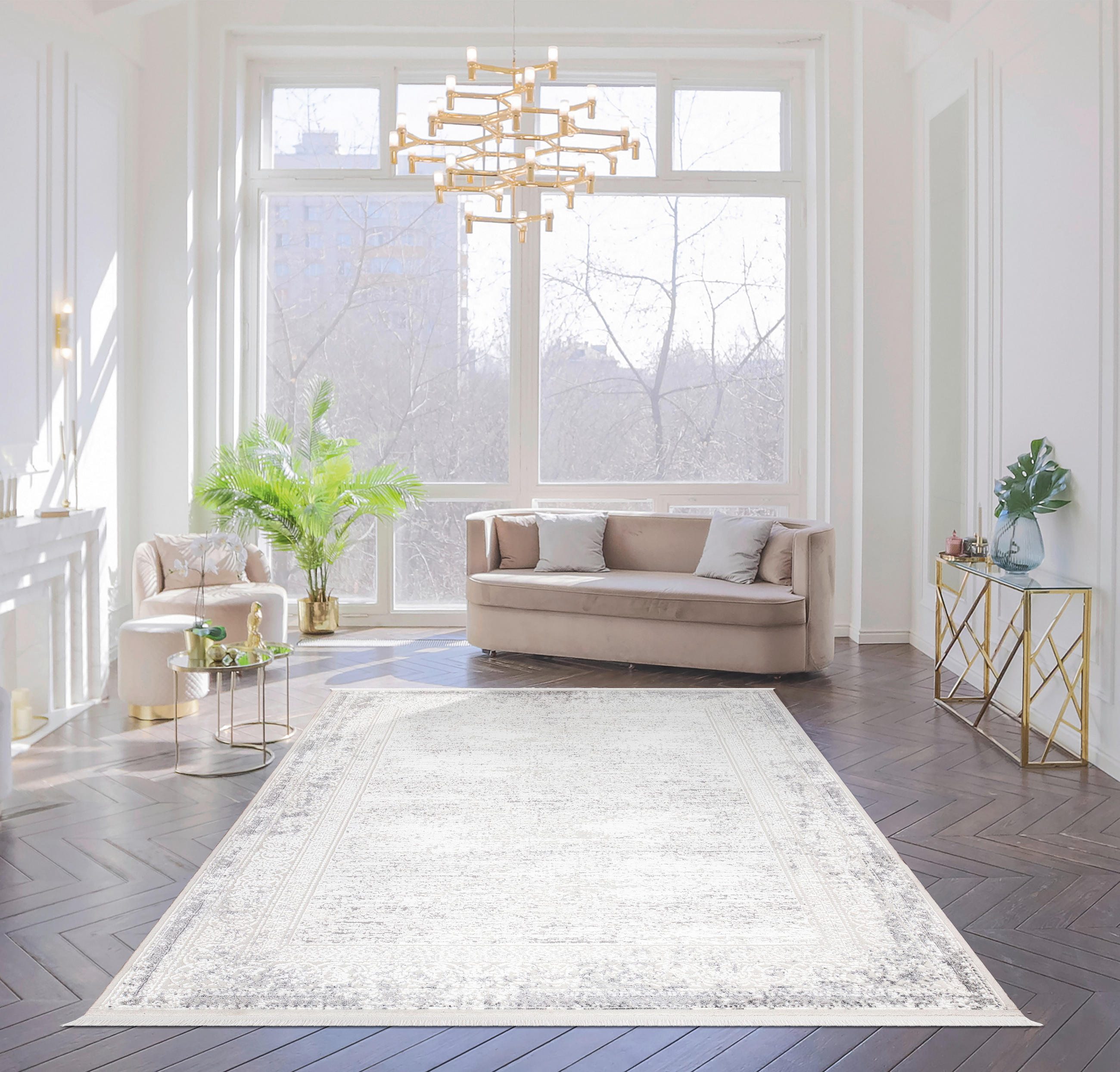 Thumbnail - Novel Vintage-Teppich Lotus Harmony, Grau, Textil, Vintage, rechteckig, 160x230 cm, Teppiche & Böden, Teppiche, Vintage-...