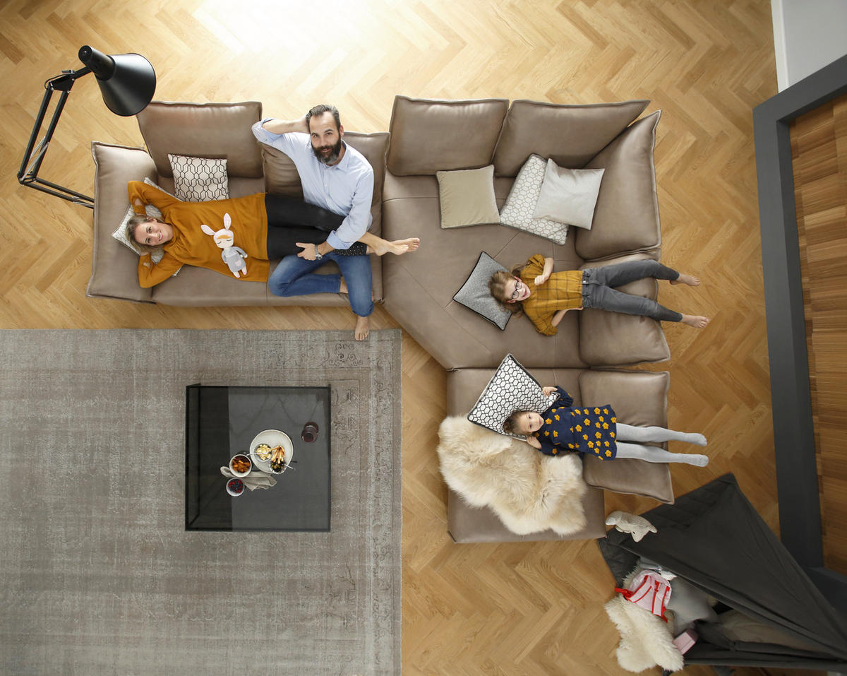 ECKSOFA in Echtleder Sandfarben  - Sandfarben/Schwarz, Design, Leder/Metall (272/340cm) - W.Schillig
