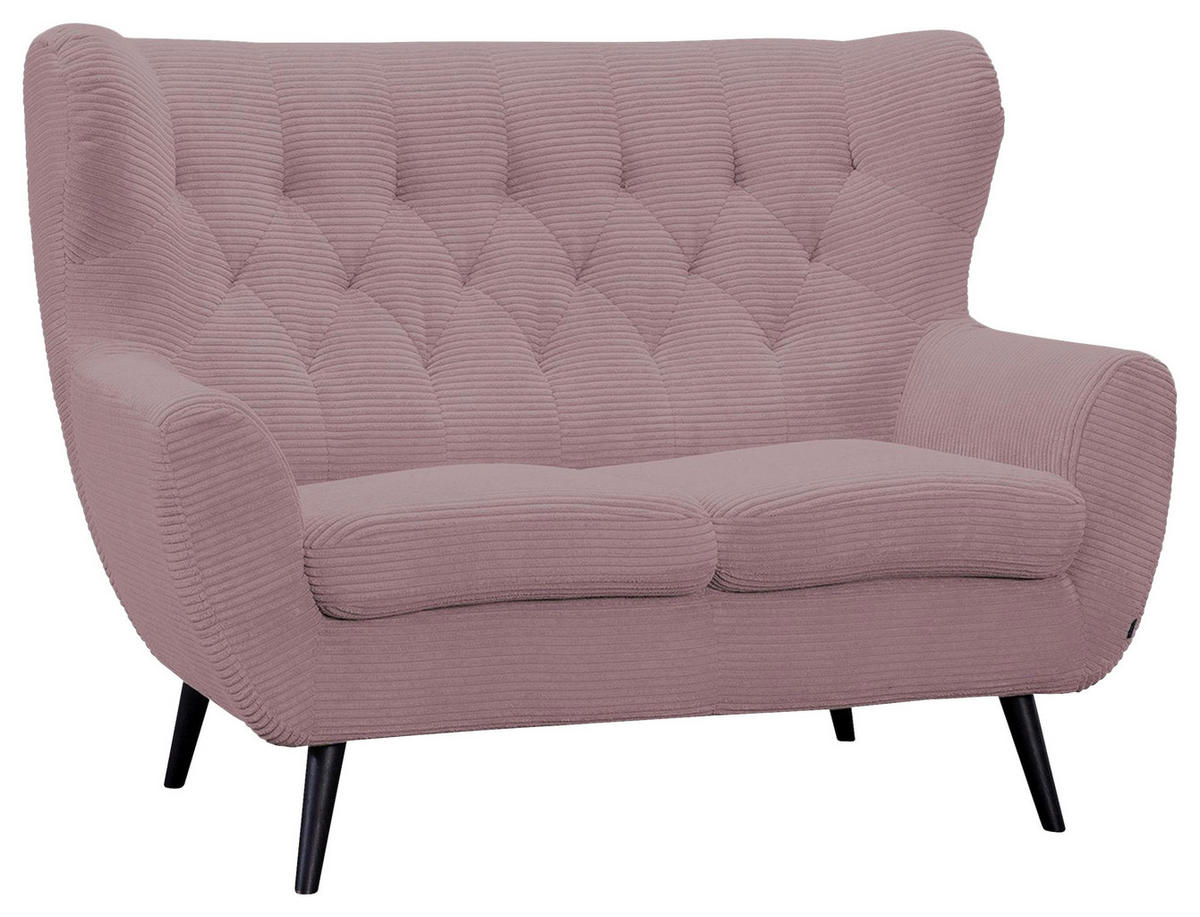 2-SITZER-SOFA - Schwarz/Rosa, Design, Holz/Textil (137/101/95cm) - Stylife