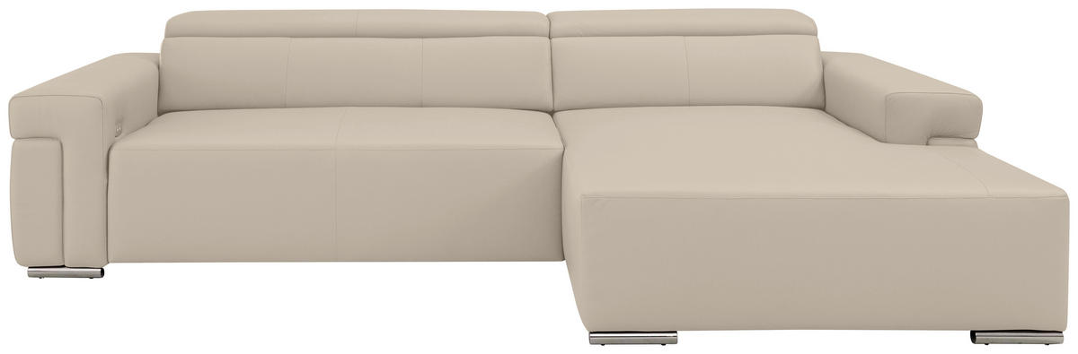 Ecksofa inkl. Funktion DUA Beigebraun Echtleder  - Chromfarben/Beigebraun, Design, Leder/Metall (293/170cm) - Novel
