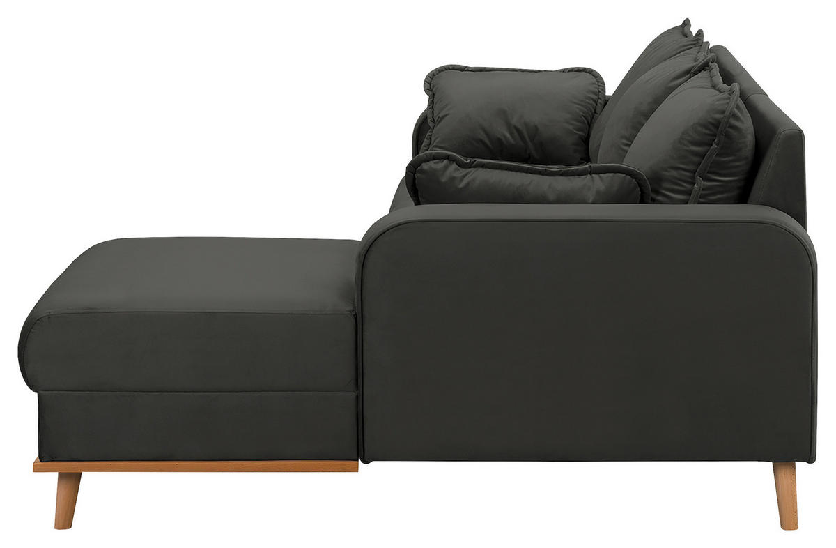 ECKSOFA Mikrofaser Dunkelgrau  - Wengefarben/Dunkelgrau, Design, Holz/Textil (230/150cm) - Livetastic