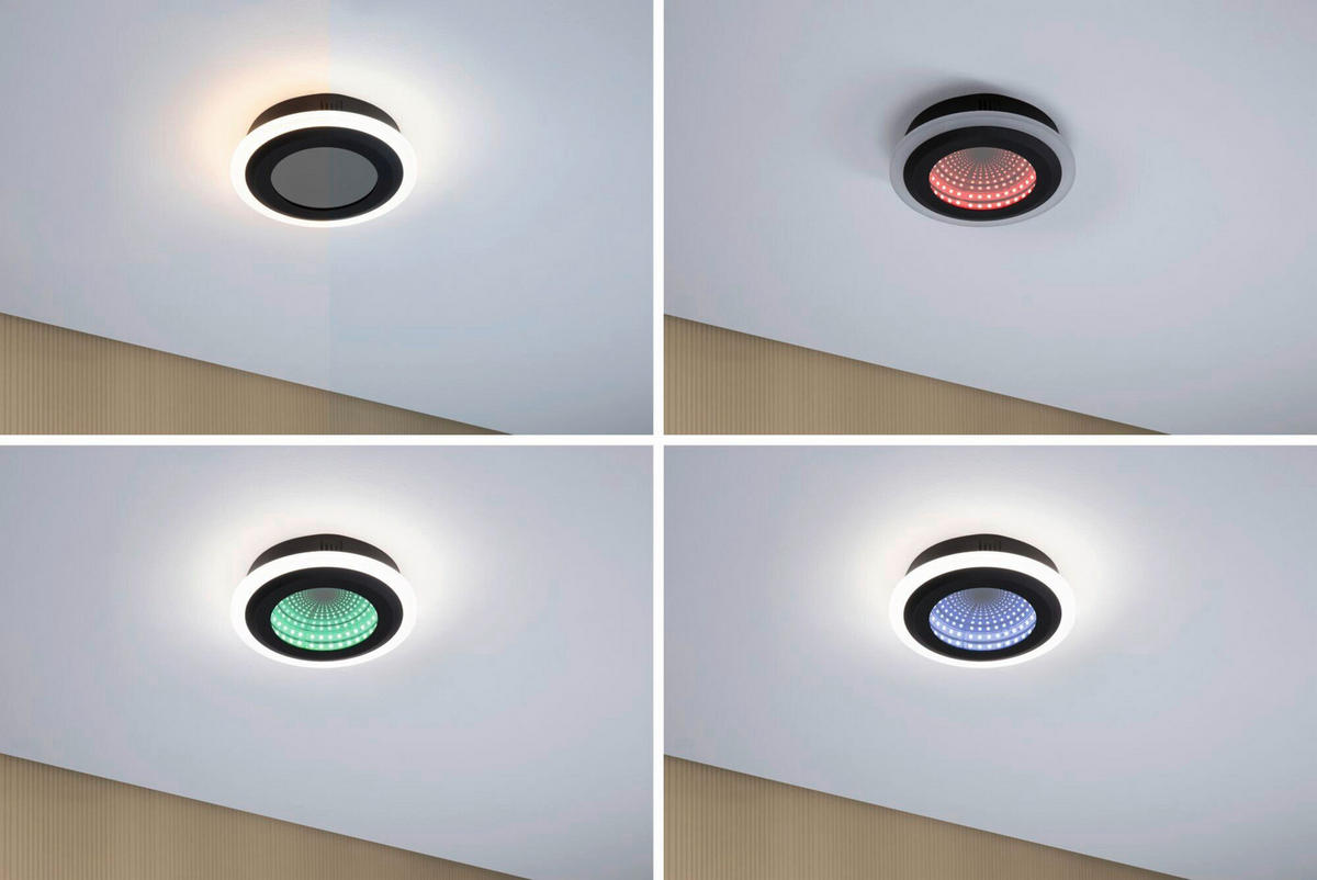 DECKENLEUCHTE Spaceglow 20/4.8 cm   - Schwarz, KONVENTIONELL, Kunststoff (20/4.8cm) - Paulmann