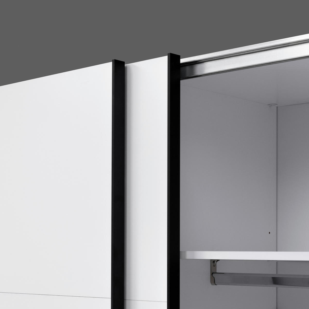 SCHIEBETÜRENSCHRANK 200/211,5/61,5 cm 2-türig Weiß  - Schwarz/Weiß, MODERN, Holzwerkstoff/Metall (200/211,5/61,5cm) - MID.YOU