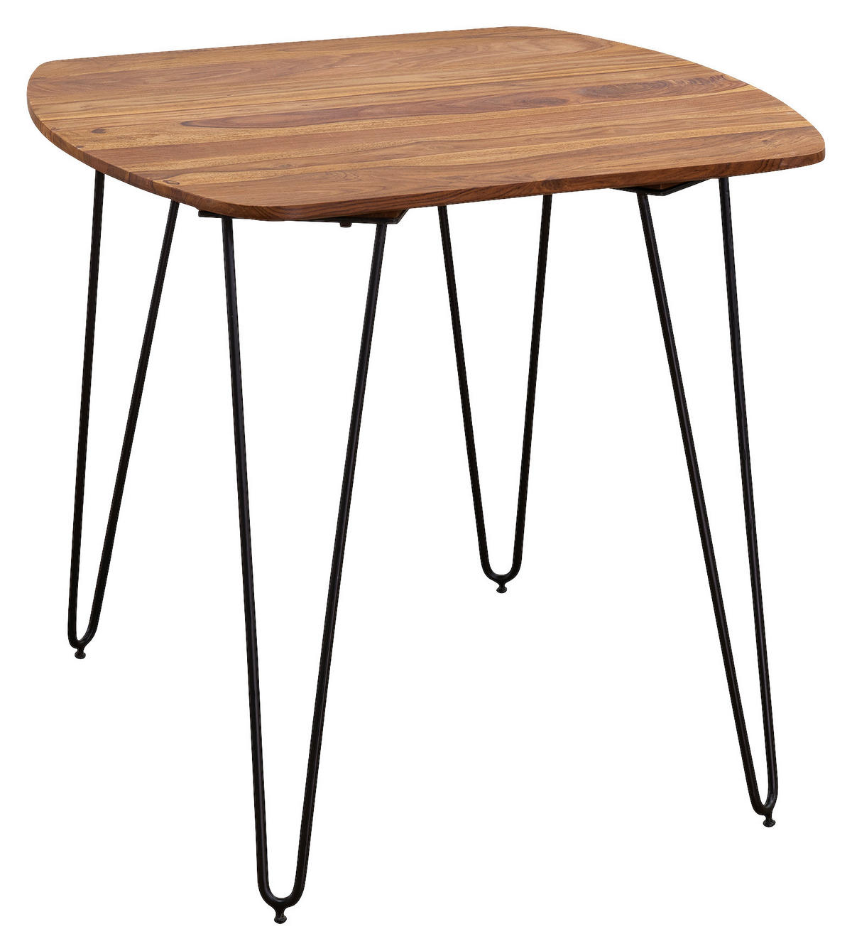 JÍDELNÍ STŮL, sheesham, barvy sheesham, 80/80/76 cm - černá/barvy sheesham, Moderní, kov/dřevo (80/80/76cm) - MID.YOU