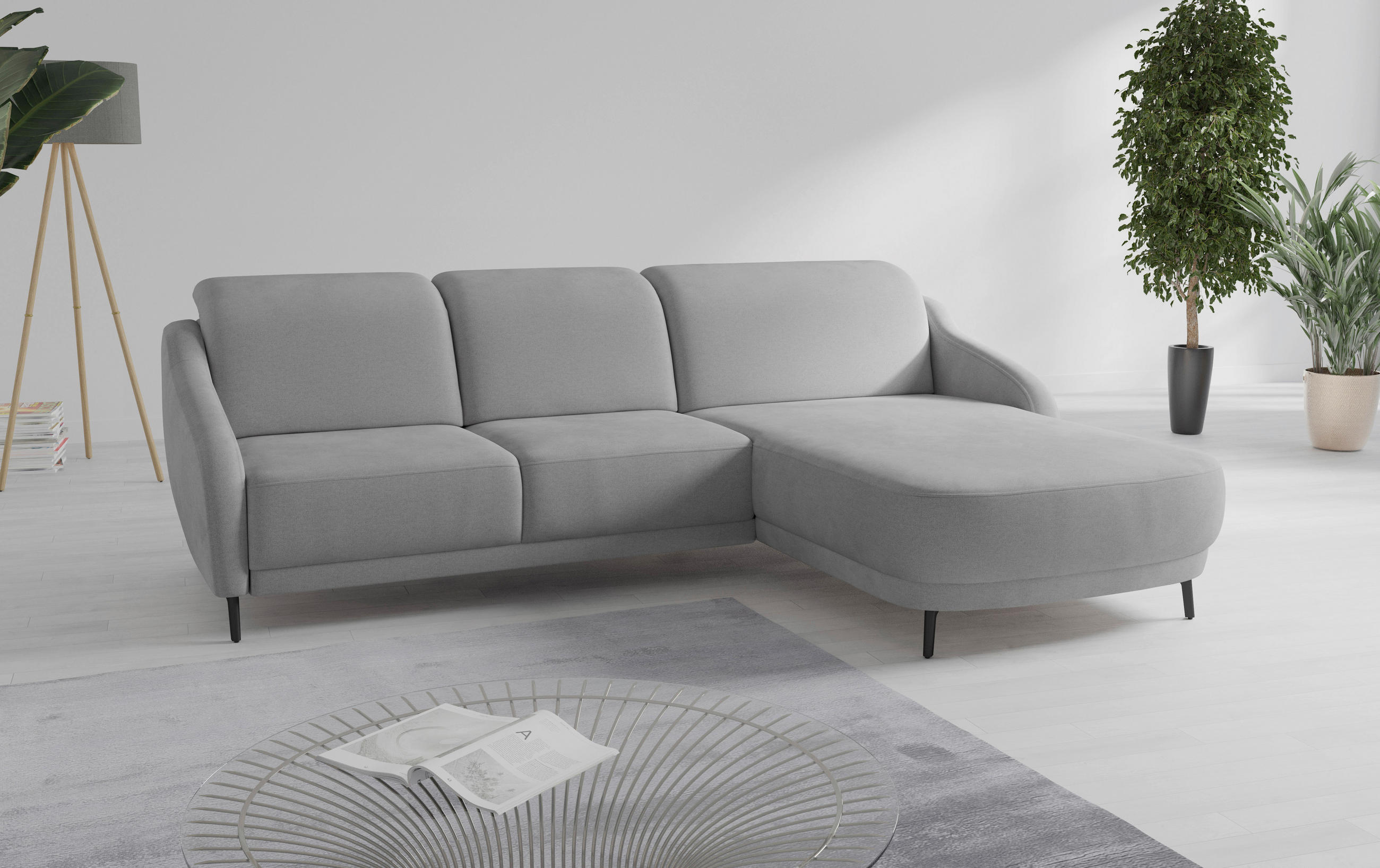 ECKSOFA BLUES V Grau Mikrofaser  - Schwarz/Grau, MODERN, Textil/Metall (271/191cm) - Sit & More