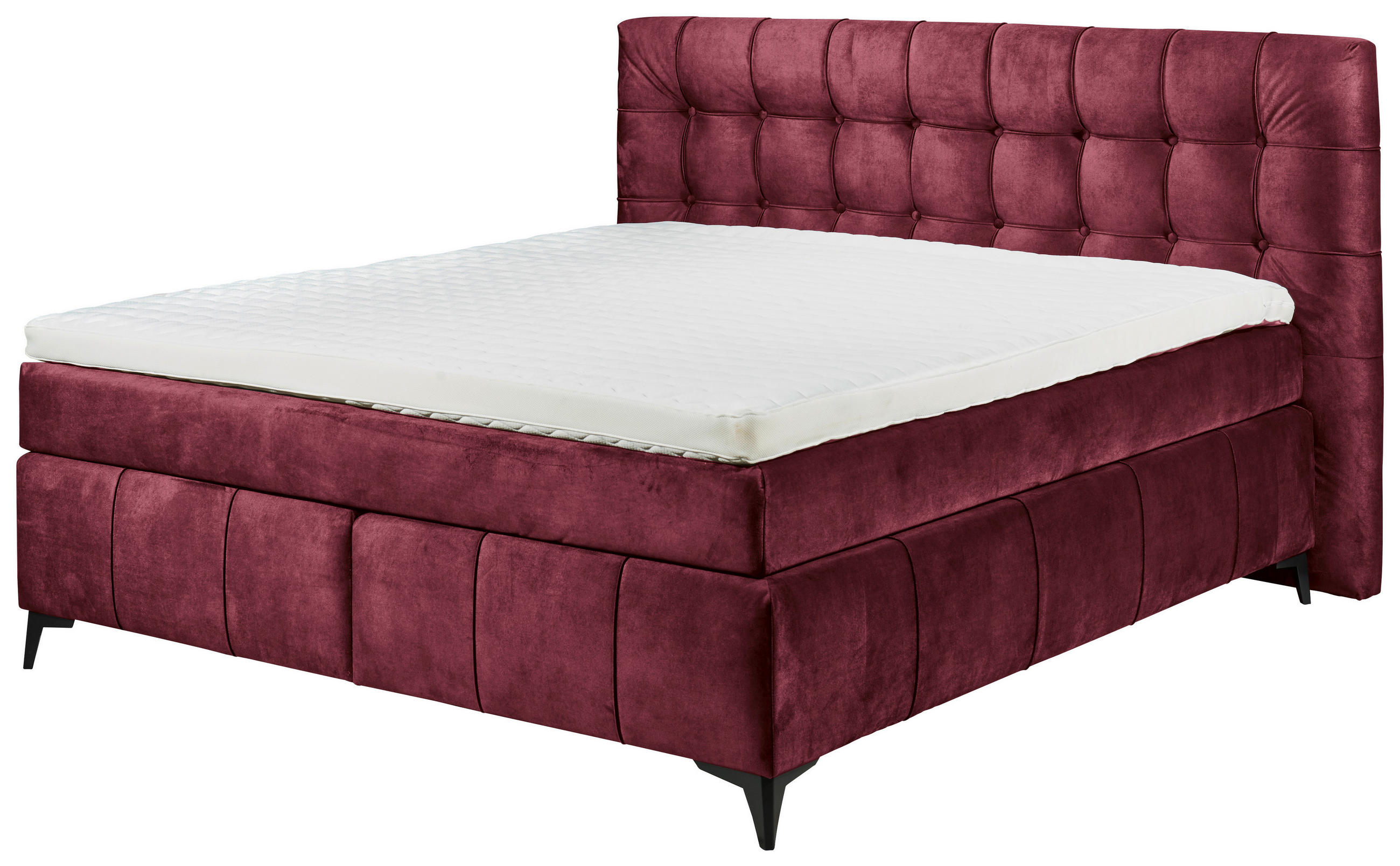 BOXSPRINGBETT 180/200 cm  in Bordeaux  - Bordeaux/Schwarz, KONVENTIONELL, Kunststoff/Textil (180/200cm) - Modante