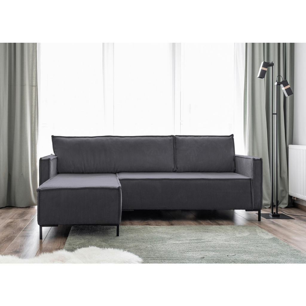 Thumbnail - Mid.you Ecksofa, Grau, Textil, 4-Sitzer, seitenverkehrt montierbar, 232x90x154 cm, Made in EU, Rücken echt, Wohnzimmer, ...