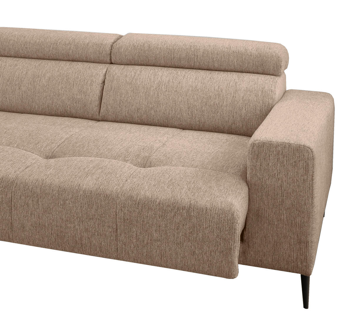ECKSOFA Hellbraun Chenille  - Hellbraun/Schwarz, KONVENTIONELL, Textil/Metall (188/276cm) - Livetastic