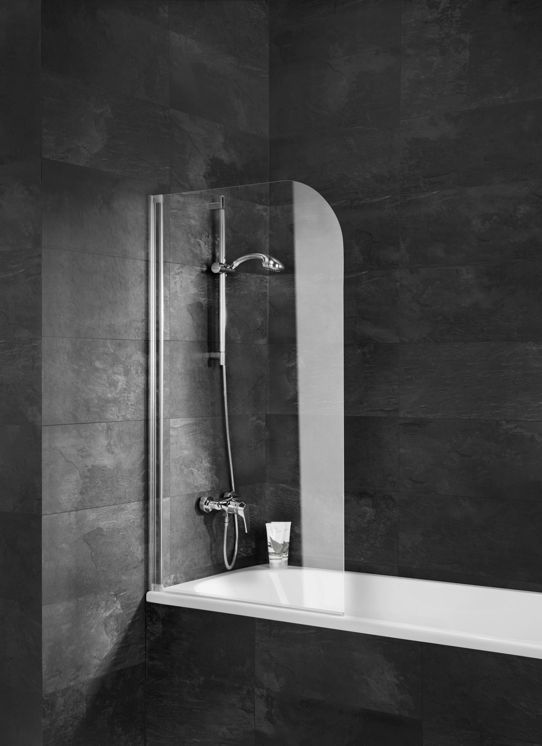 BADEWANNENFALTWAND - Chromfarben/Klar, Basics, Glas/Metall (80/140cm) - Novel