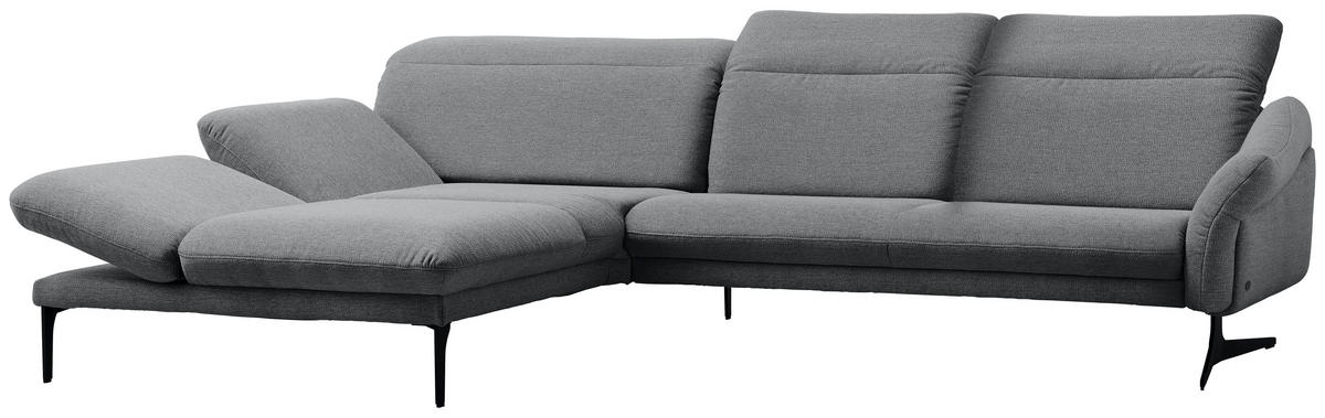 ECKSOFA in Webstoff Hellgrau  - Anthrazit/Hellgrau, Design, Textil/Metall (203/299cm) - Himolla