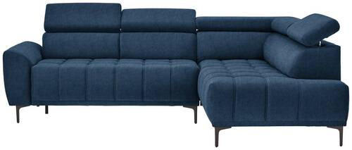 ECKSOFA Dunkelblau Velours  - Schwarz/Dunkelblau, Design, Textil/Metall (261/191cm) - Stylife
