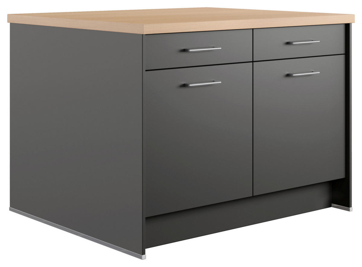 KÜCHENINSEL 123,4/91,8/96,6 cm  in Graphitfarben, Eichefarben  - Edelstahlfarben/Eichefarben, Basics, Holzwerkstoff/Metall (123,4/91,8/96,6cm) - Impuls