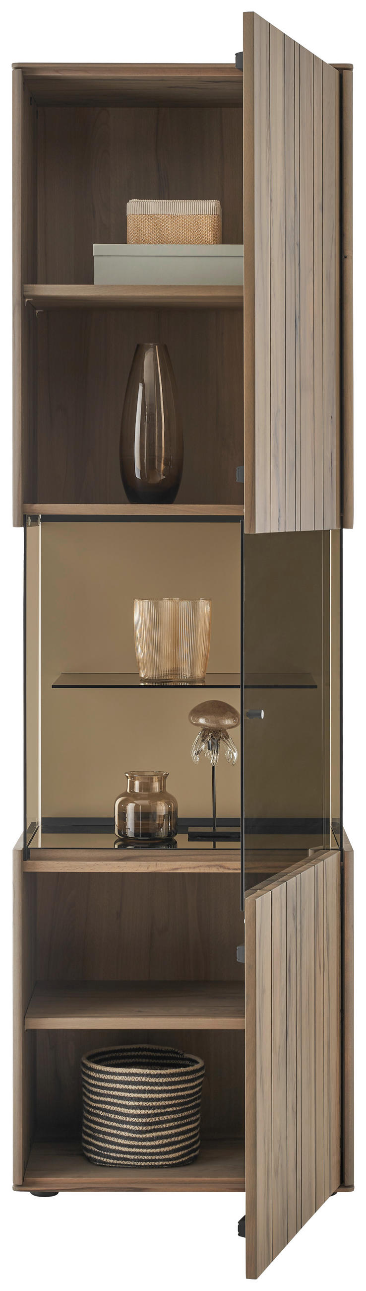 VITRINE Buchefarben, Sandfarben  62/206/43 cm  - Sandfarben/Buchefarben, Design, Glas/Holz (62/206/43cm) - Johann Jakob