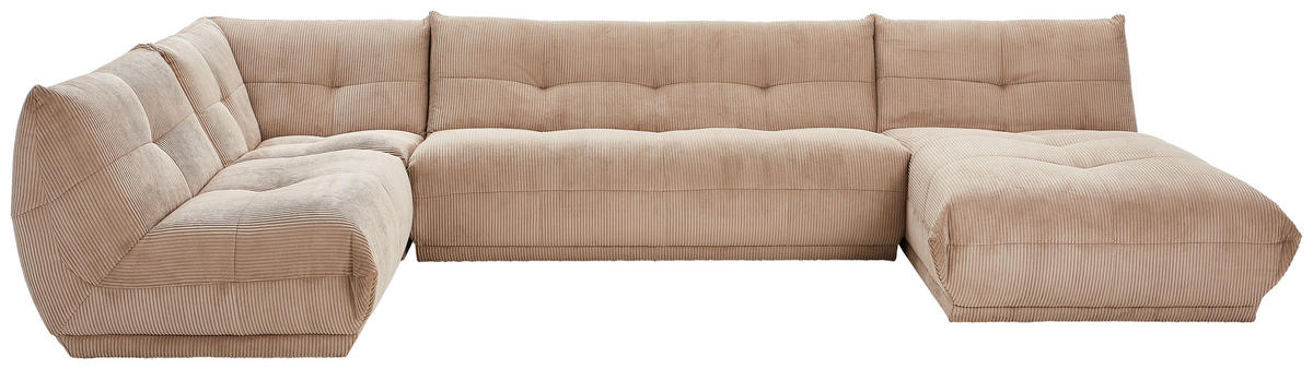SOFFA i manchester taupe  - taupe, Trend, textil (210/390/185cm) - Livetastic
