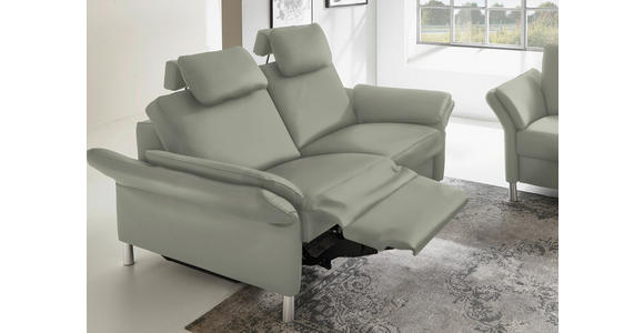3-SITZER-SOFA Latina in Echtleder Hellgrau   - Hellgrau/Alufarben, Design, Leder/Metall (190/82/99cm) - Dieter Knoll