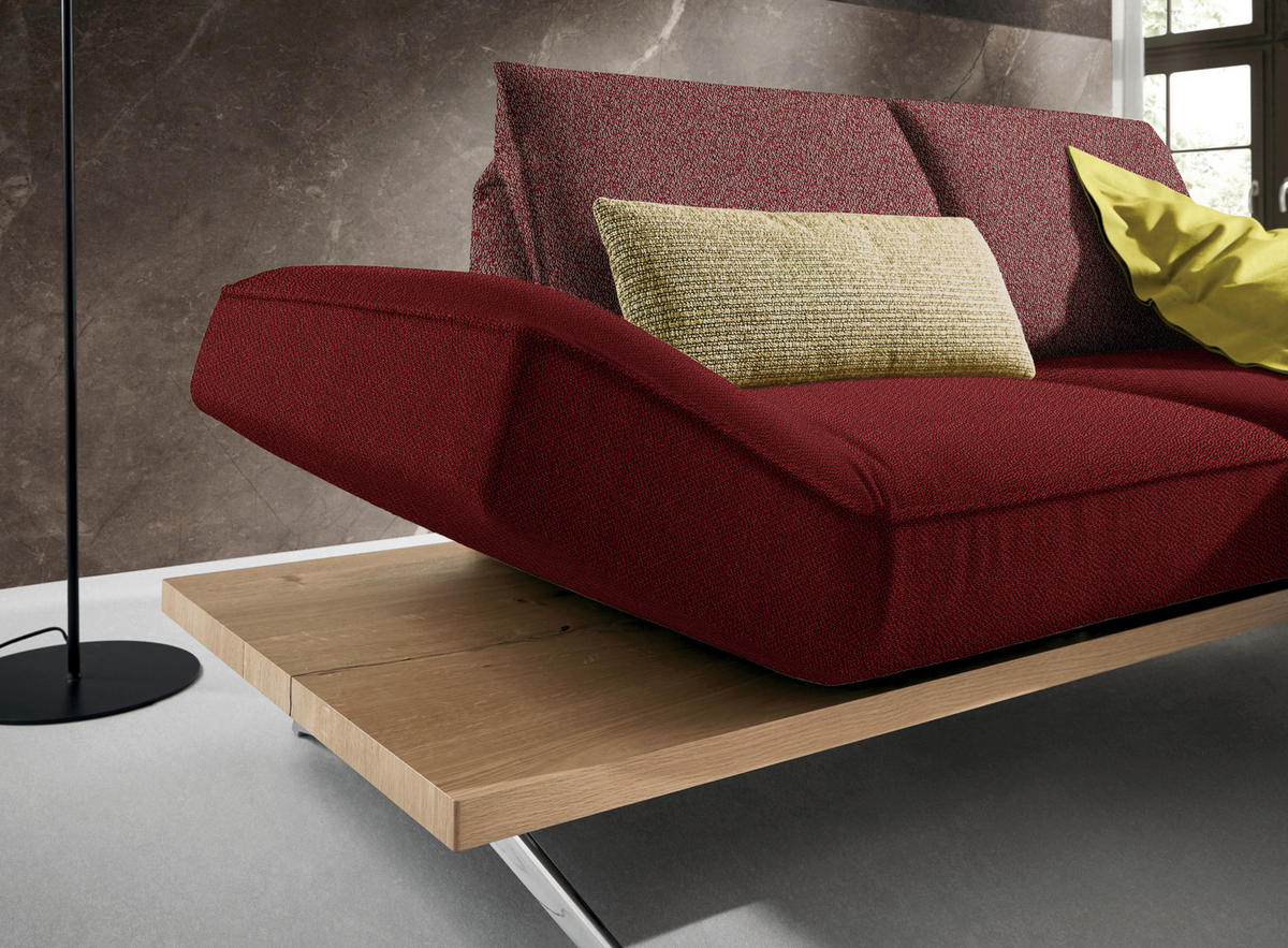 ECKSOFA in Flachgewebe Rot  - Chromfarben/Rot, Design, Holz/Textil (240/132cm) - Koinor
