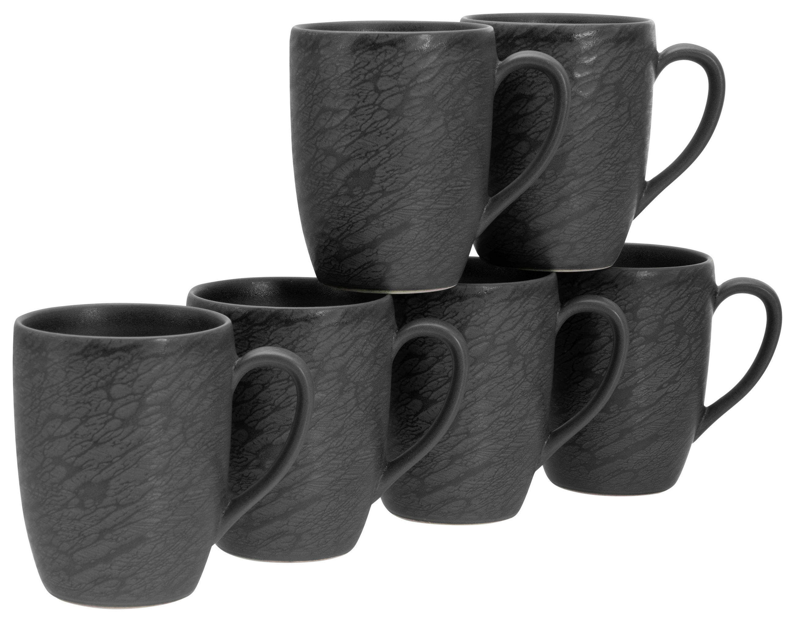 KAFFEEBECHERSET Rondo Schiefer 6-teilig  - Schwarz, Basics, Keramik (0,3l) - Creatable