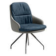 ARMLEHNSTUHL  Beinauswahl, Sitzfläche 360° drehbar, Stoff-/Lederauswahl Velours  Dunkelblau, Graublau  - Graublau/Schwarz, Design, Textil/Metall (60/86/66cm) - Dieter Knoll