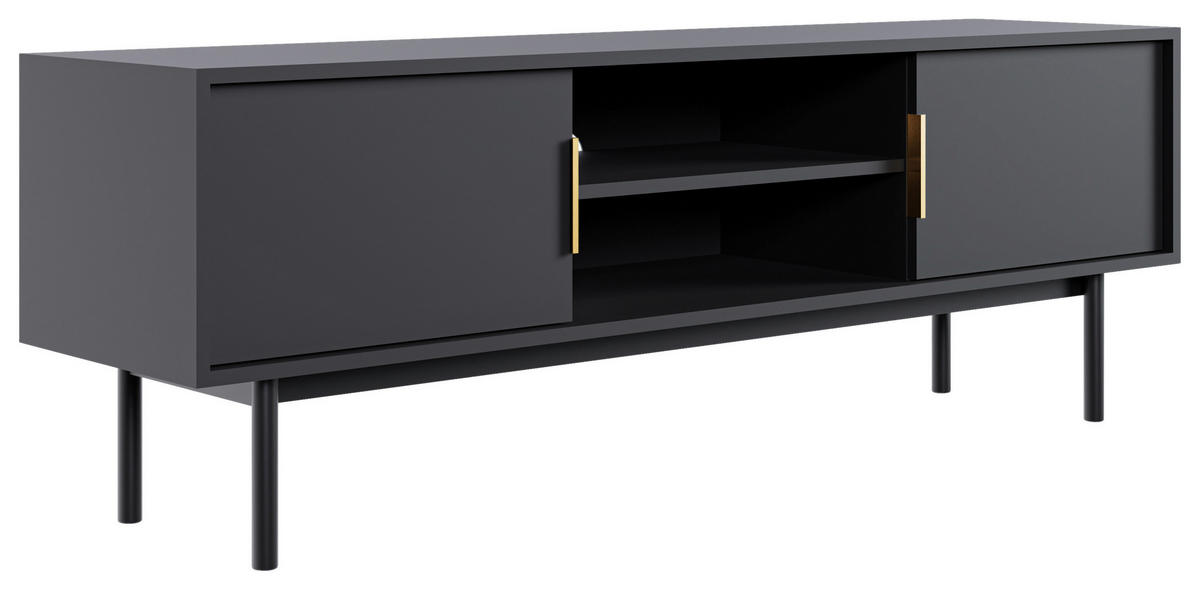 LOWBOARD Viva  in 154/53,5/39 cm  - Goldfarben/Schwarz, Design, Holzwerkstoff/Metall (154/53,5/39cm) - Xora