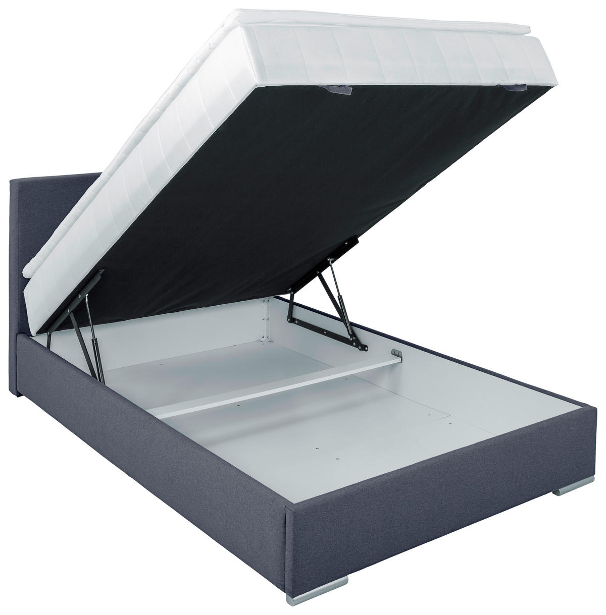 BOX-ÁGY 140/200 cm  sötétkék  - sötétkék/króm, Konventionell, műanyag/textil (140/200cm) - Carryhome