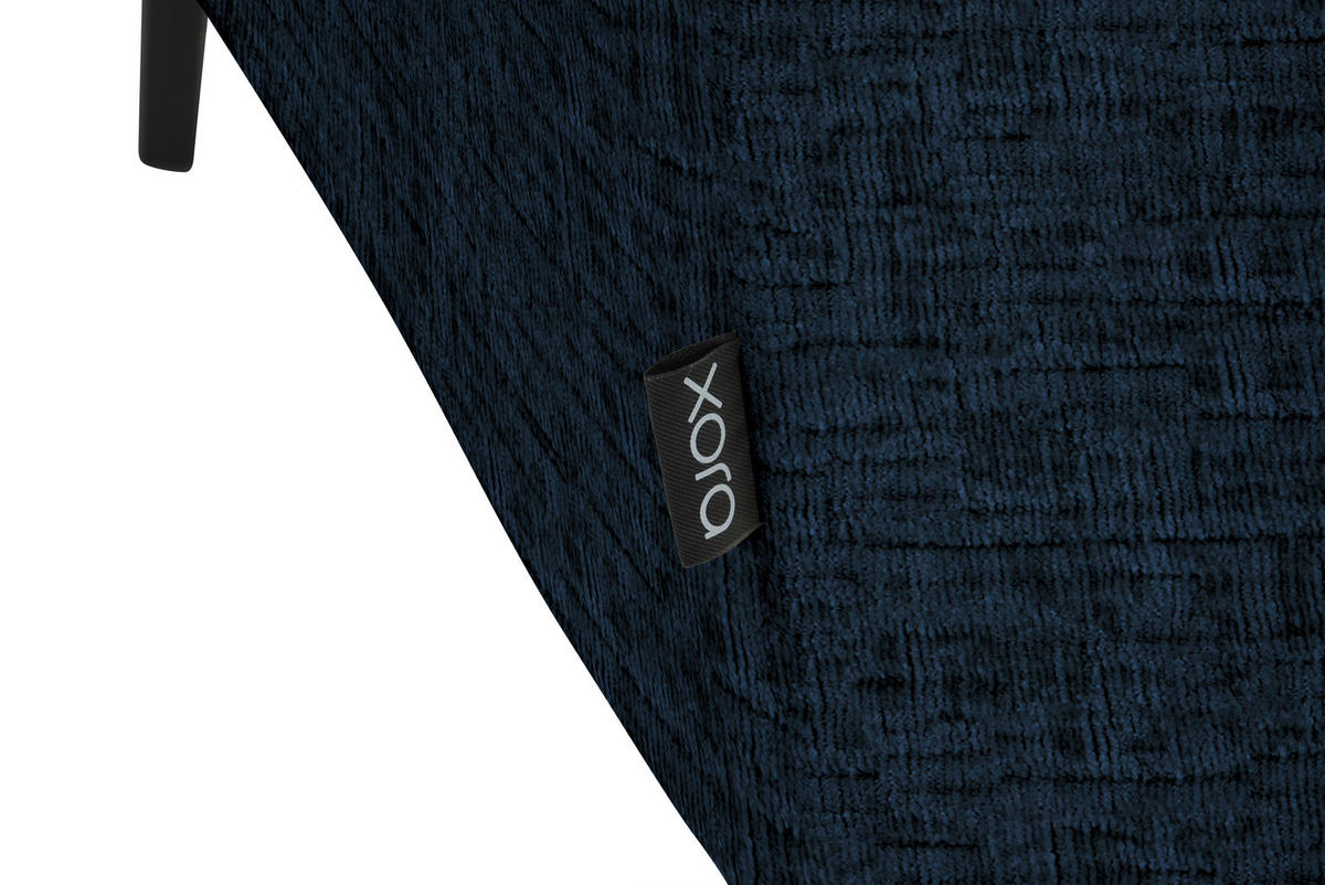 ECKSOFA in Chenille Dunkelblau  280/205 cm  - Schwarz/Dunkelblau, Design, Textil/Metall (280/205cm) - Xora