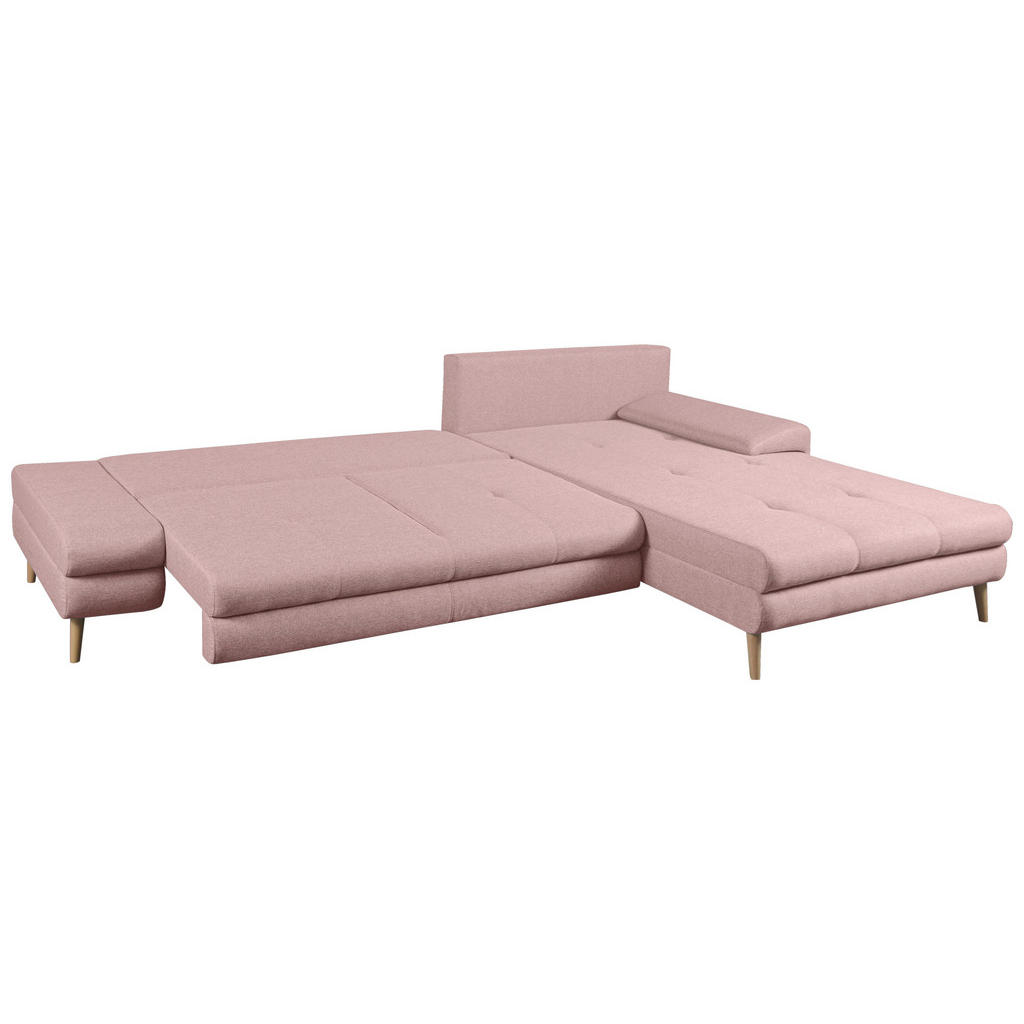 Thumbnail - Mid.you Ecksofa, Rosa, Textil, Erle, Uni, 5-Sitzer, seitenverkehrt montierbar, L-Form, 313x215 cm, Made in EU, Schlafen ...