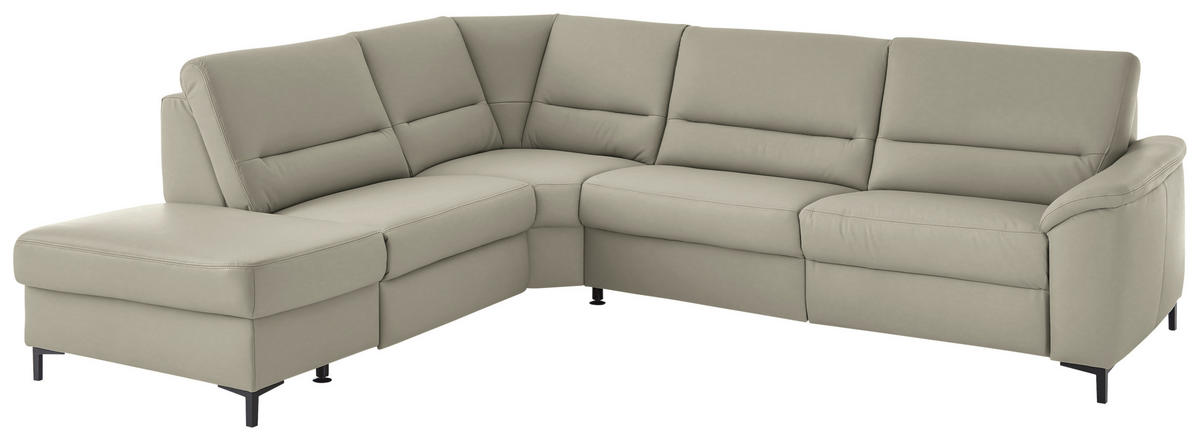 ECKSOFA  in Echtleder Grau  249/290 cm  - Schwarz/Grau, KONVENTIONELL, Leder/Metall (249/290cm) - Beldomo Premium