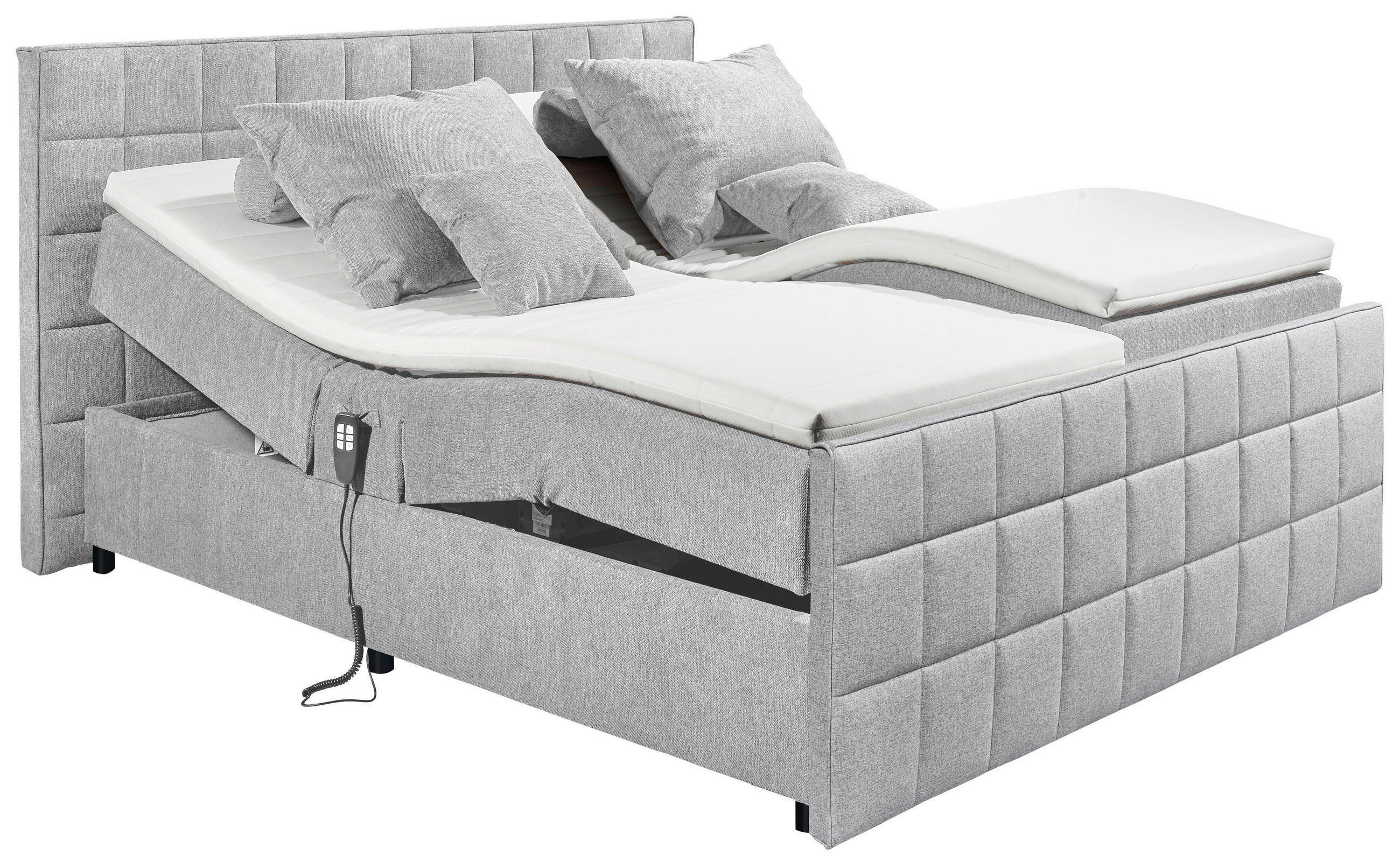 BOXSPRING KREVET 180/200 cm svetlosiva - svetlosiva, Dizajnerski, tekstil/pločasti materijal (180/200cm) - Esposa