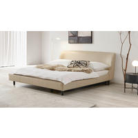 KÁRPITOZOTT ÁGY 180/200 cm  bézs  - bézs/fekete, Modern, bőr/fa (180/200cm) - Livetastic