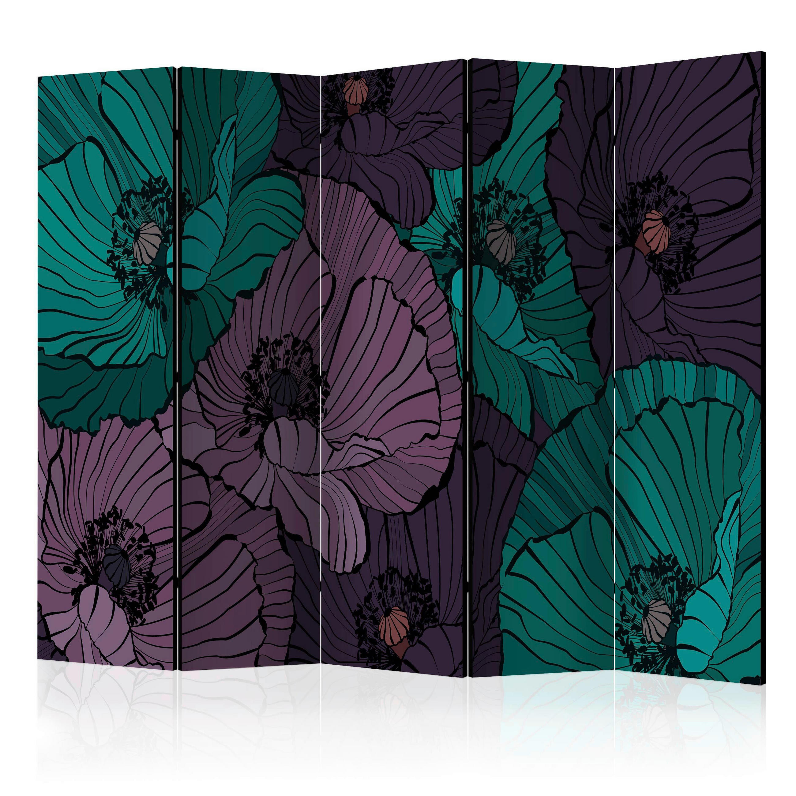 SKÄRMVÄGG  i trä, textil  violett, mintgrön  - mintgrön/violett, Basics, trä/textil (225/172/3cm) - artgeist